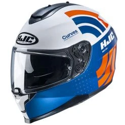 Promo ???? Plastic Hjc C70 Curves Helmet Blue Orange ????